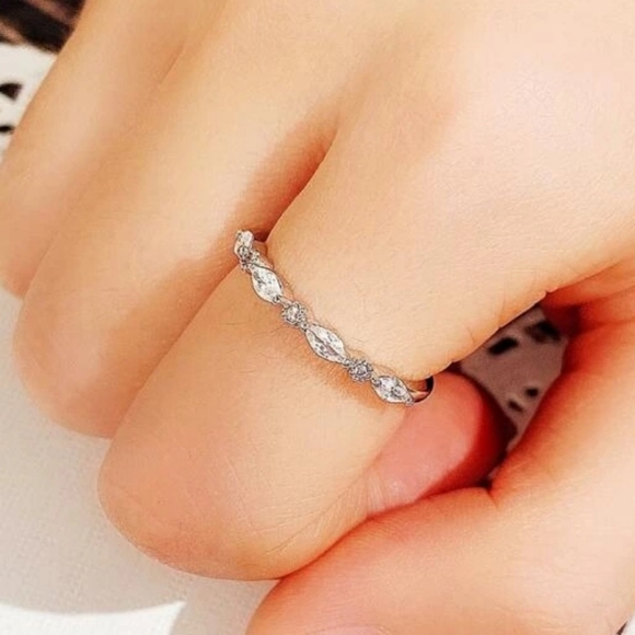 Silver Crystal Stackable Ring - Picture 1 of 3